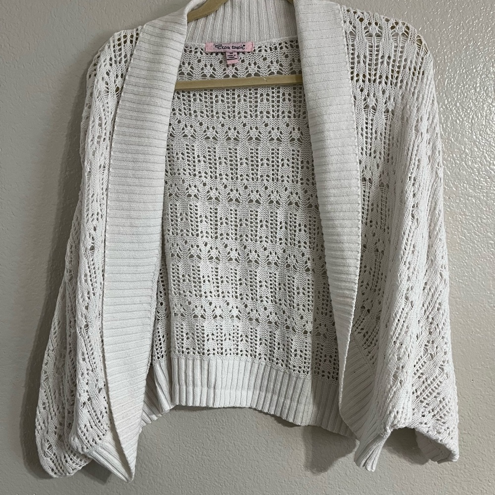 Elegant White Open-Knit Sweater